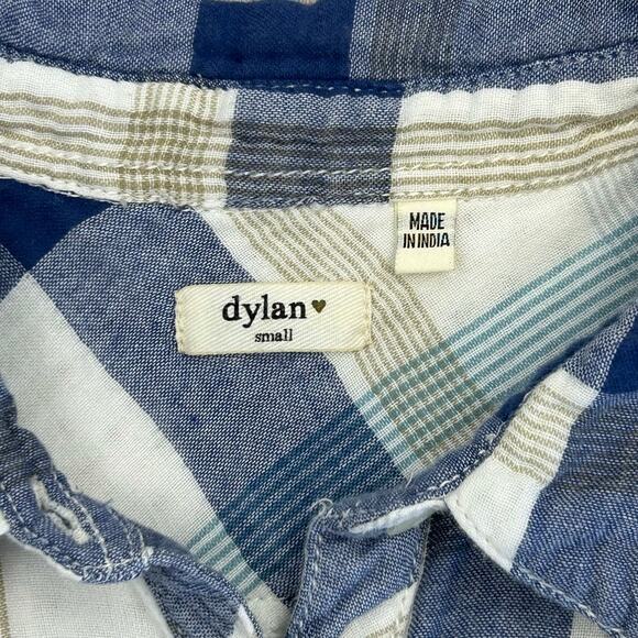 Dylan Ivory Plaid Frayed Hem Pocket Button Long Sleeve Sz S MSRP $120 - Picture 9 of 14